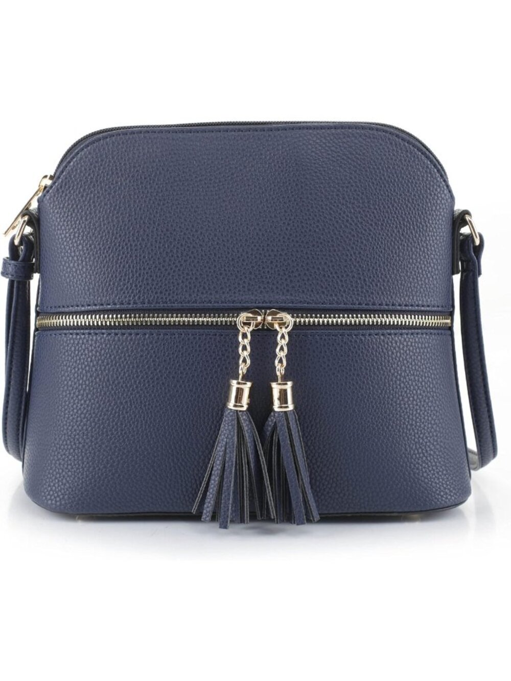 Lightweight Medium Dome Crossbody Bag with Tassel, Zipper Pocket & Adjustable